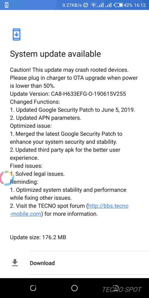 Tecno Camon X Pro June 2019 update