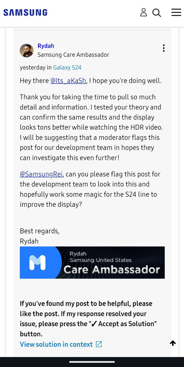 Samsung Galaxy S24 color banding issue under investigation